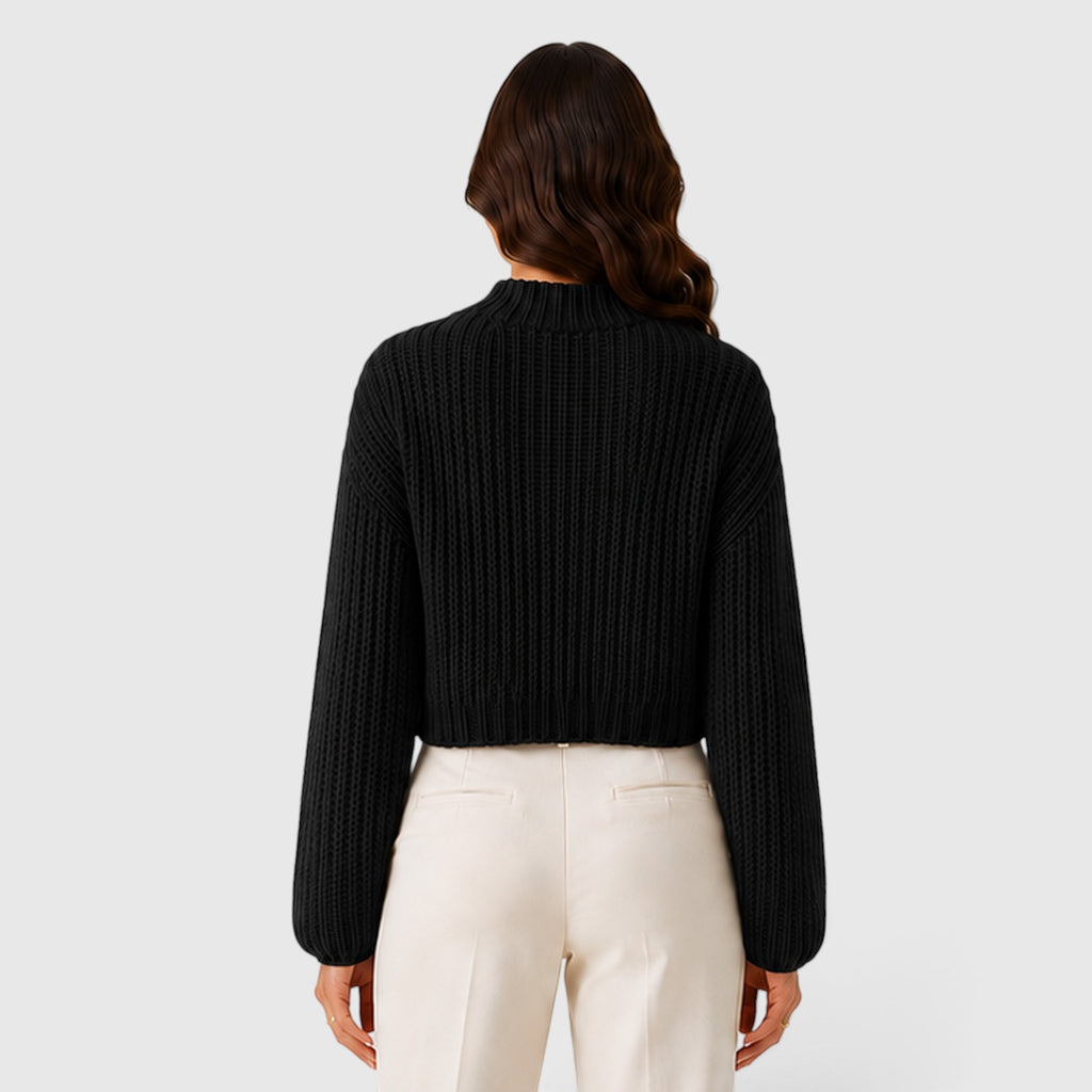 Monvaline | Women's Cropped Half Turtleneck Knit Sweater for Everyday Wear