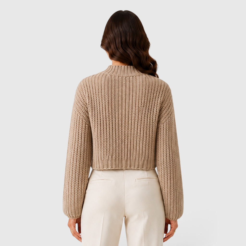 Monvaline | Women's Cropped Half Turtleneck Knit Sweater for Everyday Wear