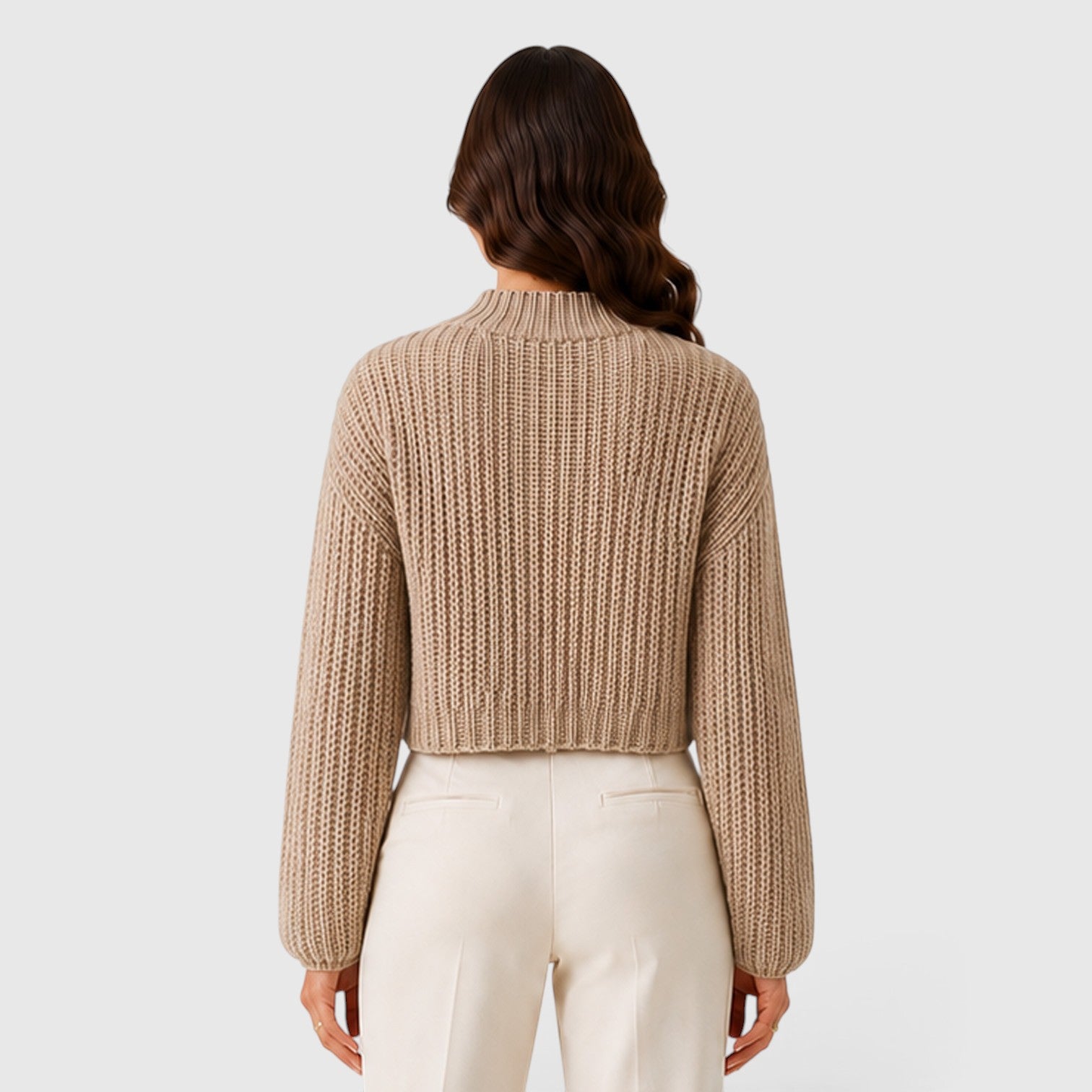 Monvaline | Women's Cropped Half Turtleneck Knit Sweater for Everyday Wear