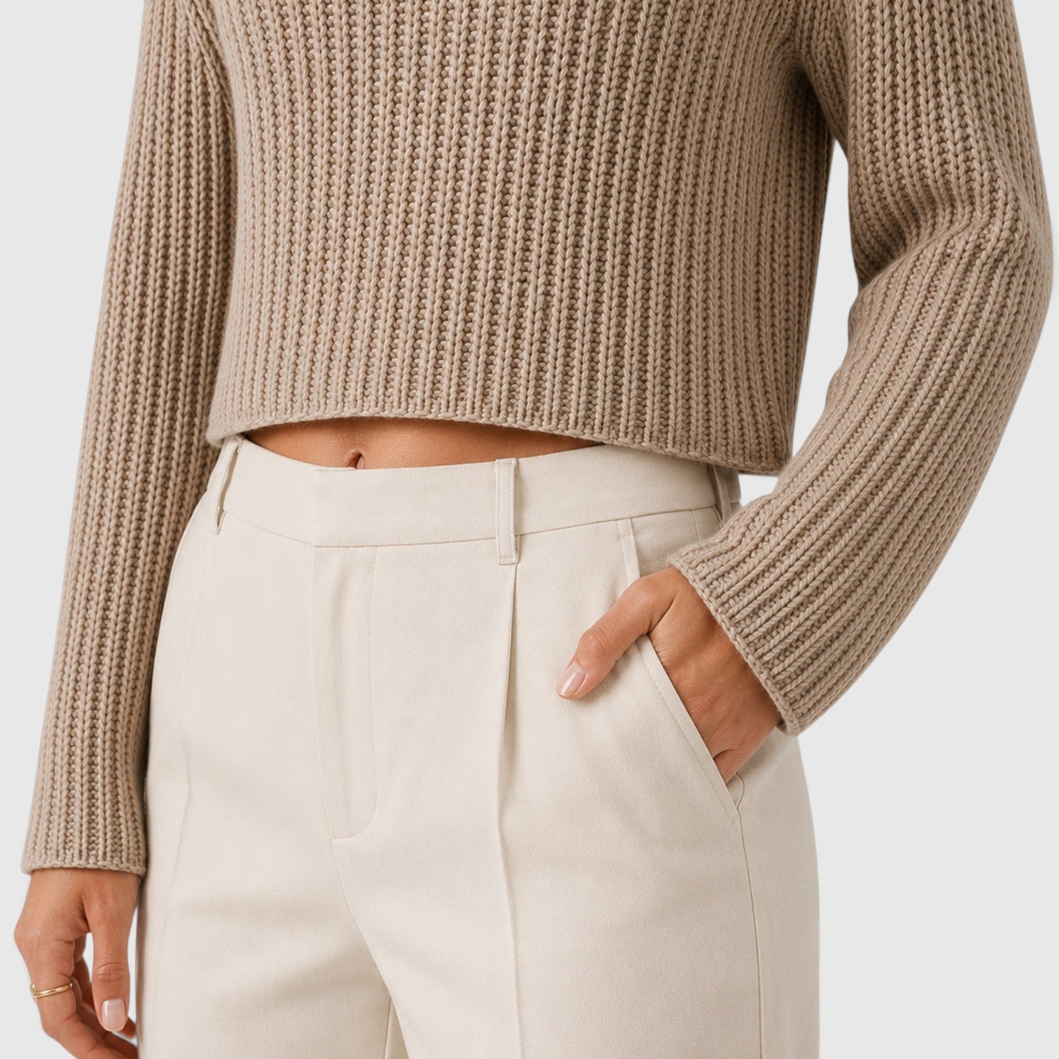 Monvaline | Women's Cropped Half Turtleneck Knit Sweater for Everyday Wear