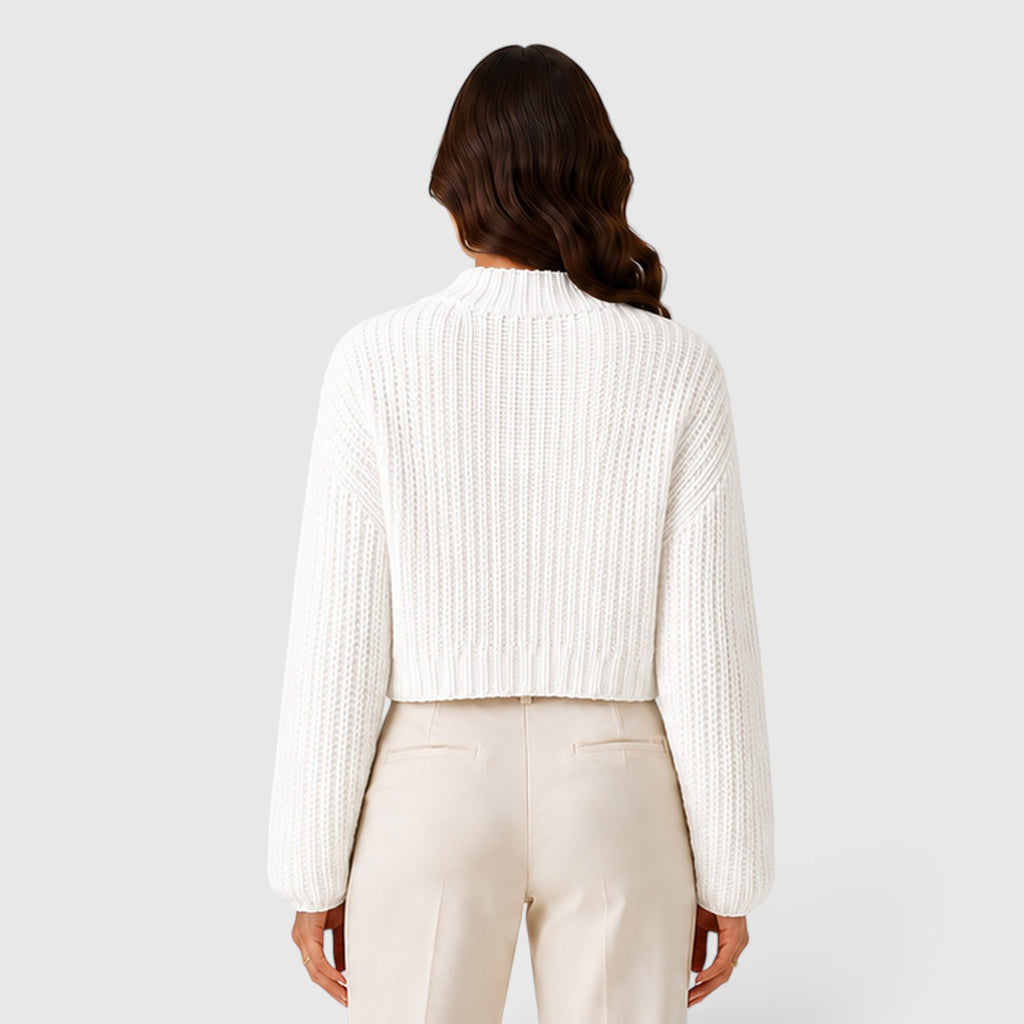 Monvaline | Women's Cropped Half Turtleneck Knit Sweater for Everyday Wear