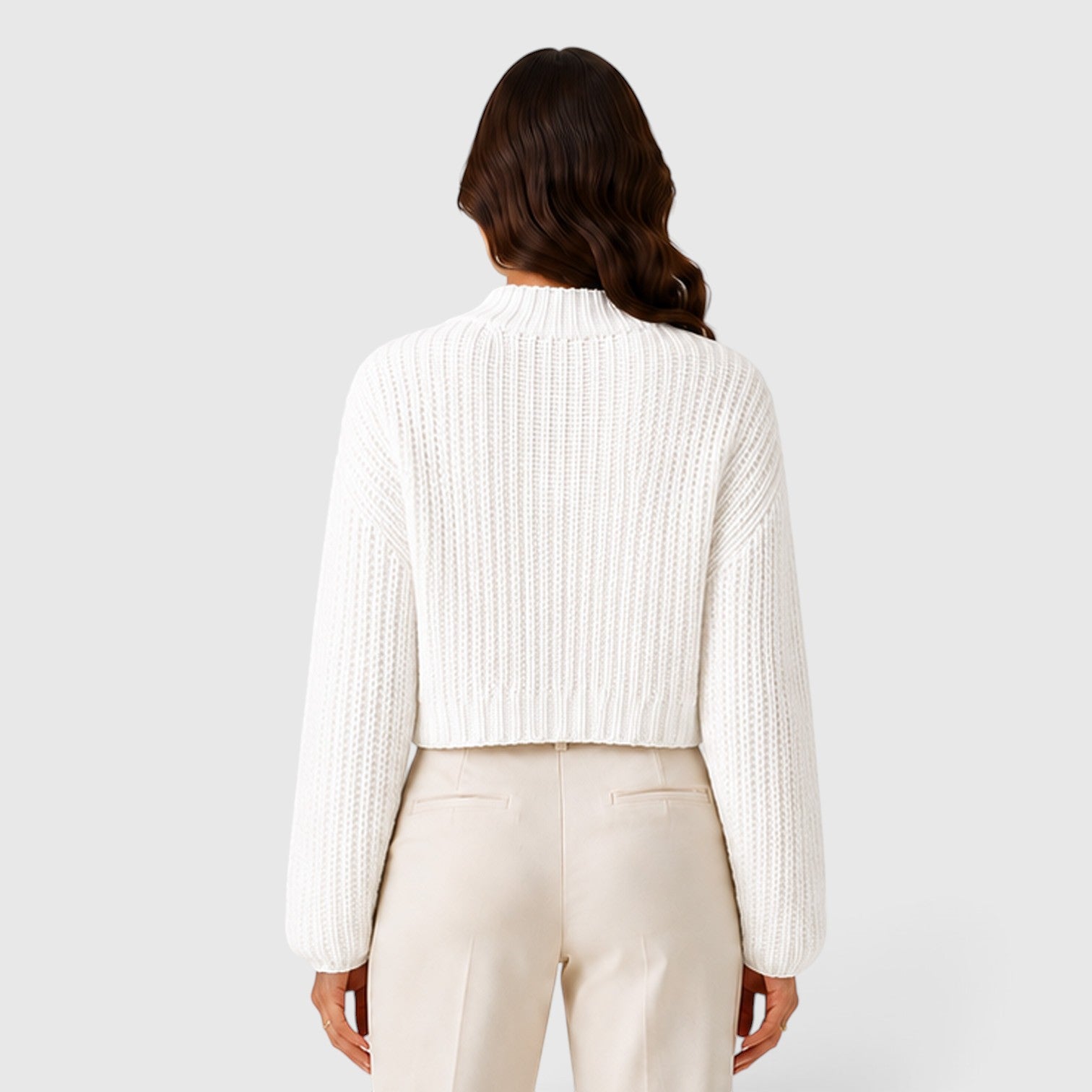 Monvaline | Women's Cropped Half Turtleneck Knit Sweater for Everyday Wear