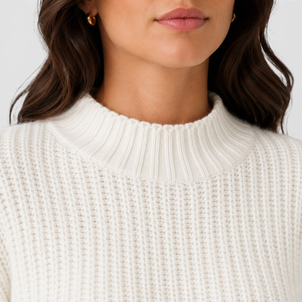 Monvaline | Women's Cropped Half Turtleneck Knit Sweater for Everyday Wear
