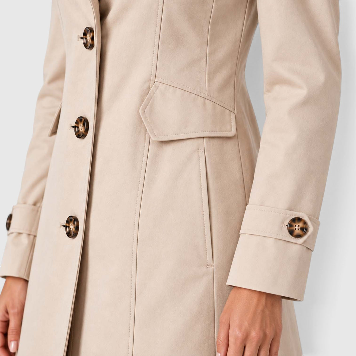 Women's Single-Breasted Trench Coat – Buttoned Tailored Jacket