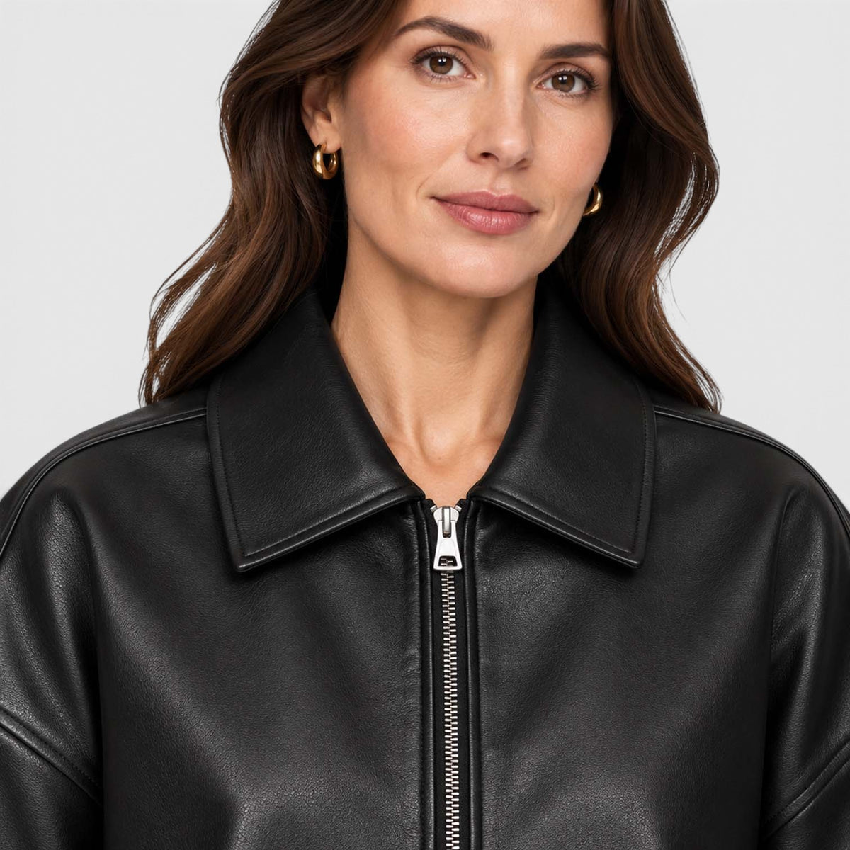 Women's Vegan Leather Jacket | Stylish Oversized Cropped Coat for Everyday Wear