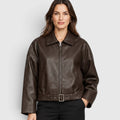 Women's Vegan Leather Jacket | Stylish Oversized Cropped Coat for Everyday Wear